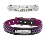 Personalized Reflective Leather Pet ID Tag Collar